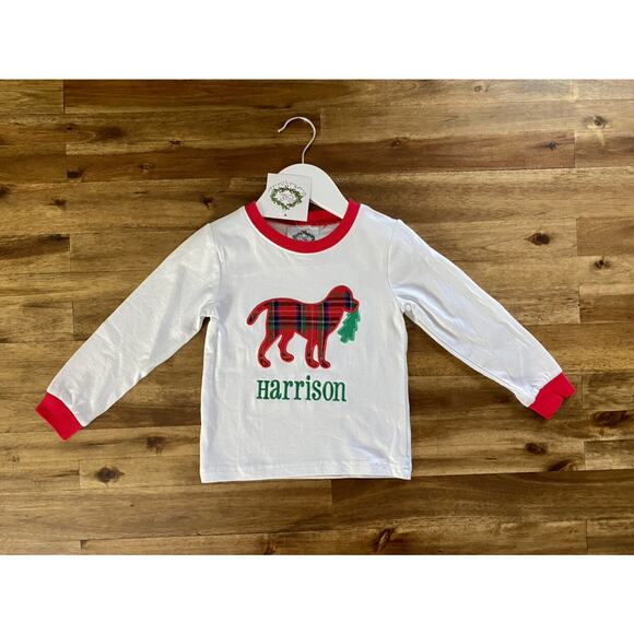 NWT Cecil & Lou Harrison Christmas Embroidered Dog Knit Red Holiday Pajamas 2T - Picture 2 of 7